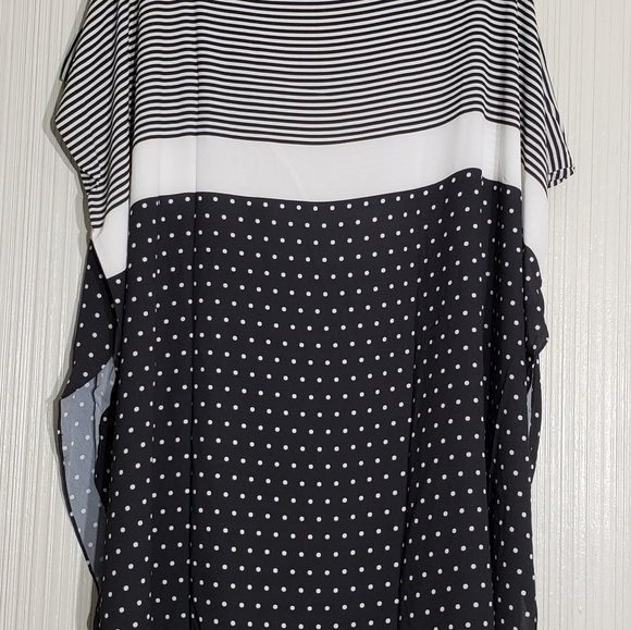 Milan Kiss Black/White Maxi Skirt, Sz L, Split sides and Attached Tie Belt - Picture 11 of 11